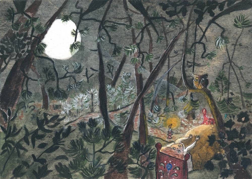 A night in the forest (1) - Painting for children room